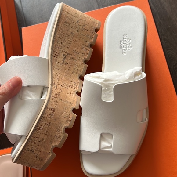 【美品】HERMES エズ　ホワイト　39 White Hermes eze sandal 39